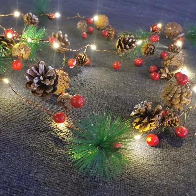 China Other Hot High Value White Pine Cone Pine Needle Shape String Lights For Christmas for sale