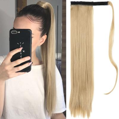 China Stick Heat Resistant Wrap Around Synthetic Straight Long Hair Ponytail Style Wigs Cut In Ponytail for sale