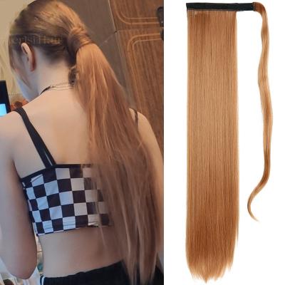 China Black Jiasida Hair Body Wave Stick Long Ponytail Wavy Synthetic Hair Extensions Wrap Around Clip In Wigs For Black Women for sale