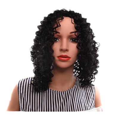 China Hot Selling Elastic Lace Europe And USA African Black Curly Small Head Volume Wigs Cheap Synthetic Hair Wigs For Women for sale