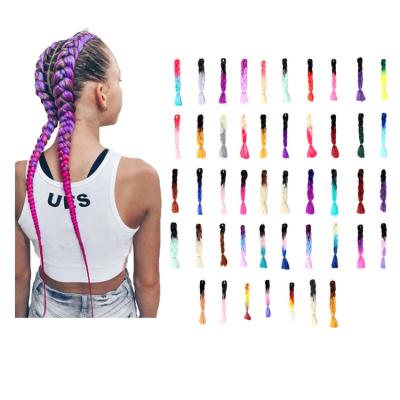 China Wholesale Ombre Stretched Synthetic Fiber Braids Solid Color Synthetic Braiding Hair Prestretched Jumbo Crochet Braid Hair Attachment for sale