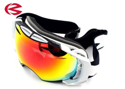 China Adult White Frame Adjustable Snowboard Ski Goggles Anti Fog Safety Glasses for sale