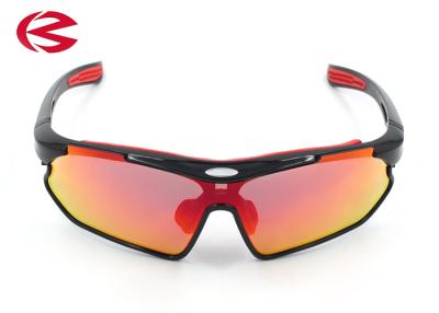 China Full Revo Red TR90 Frame Bike Riding Sunglasses , Coming Anti Sweat Sunglasses for sale