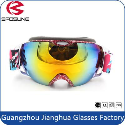 China Helmet Compatible Mirror Coating Ski Snowboard Goggles / Eyeglass Anti Scratches for sale