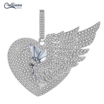 China Hiphop Heart Soars Hip Hop Pendant Jewelry Freedom Fly Zircon Diamond Iced Pendants Wholesale Custom Necklace For Men for sale