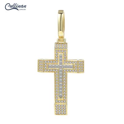 China Wholesale Hiphop Cross Crucifix Fashion Hip Hop Jewelry Diamond Moissanite Gold Plated Name Pendant Iced Out Pendant Necklace For Men for sale