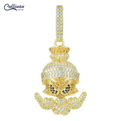 China Wholesale Hip Hop Cartoon Figure Fashion Hip Hop Jewelry Diamond Moissanite Gold Plated Iced Out Pendant Necklace For Men for sale