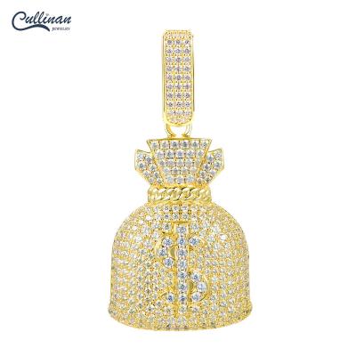 China Hip Hop Rich Jewelry Wholesale Hiphop Full Pocket Dollar Fashion Diamond Moissanite Pendant Gold Plated Iced Out Pendant Necklace For Men for sale