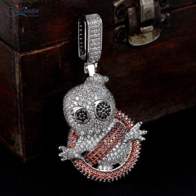 China Hiphop Halloween Ghost Pendant Pave Zircon CZ Fashion Charms Hip Hop Jewelry Ice Out Hanging Drop Crystal Gemstone Jewelry For Men for sale