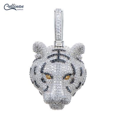 China Hiphop Tiger Pendant Fashion Hip Hop Jewelry Zircon Diamond Animal Head Iced Pendants Necklace Custom Wholesale For Men for sale