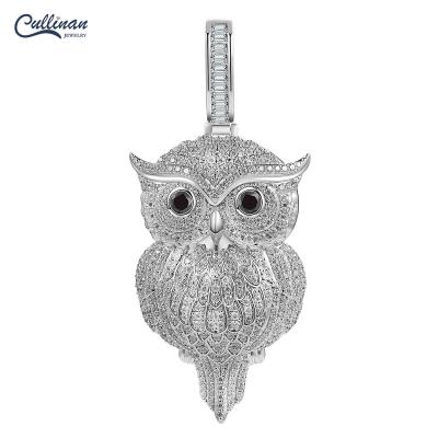 China Hiphop Owl Pendant Fashion Hip Hop Zircon Jewelry Diamond Feather Iced Pendants Necklace Wholesale Custom For Women Men for sale