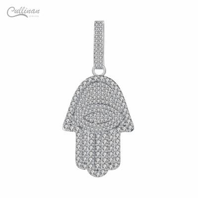 China Custom Hiphop Style Bling Iced Out Pave Silver Diamond Hasma Hand Pendants Necklace Zircon CZ 925 Fashion Hip Hop Jewelry For Women Men for sale