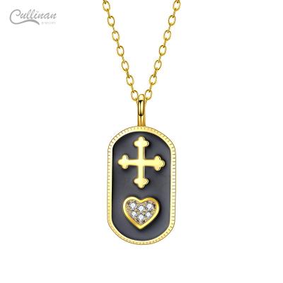 China CLASSIC High Quality Pendant Necklace Gold Plated Crystal Rhinestone Leopard Cross Rosary Clay Necklace Acssessory for sale