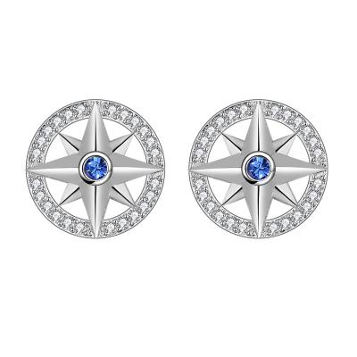 China Wholesale CLASSIC Luxury Bule Jewelry 925 Sterling Silver Plated Cubic Zirconia Compass Fashion Women Earring Earring Jewelry for sale