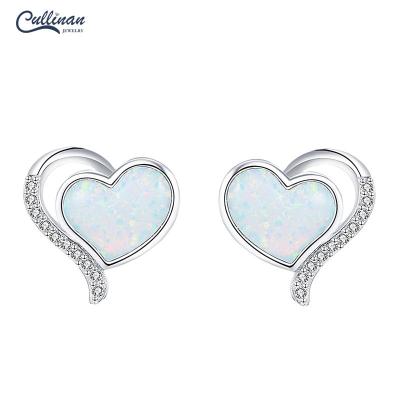 China Cute Opal Earrings Customized Jewelry Wholesale 925 Sterling Silver Stud Earrings Fashion Heart Gift for Women Girls Cute Earrings for sale