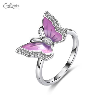 China Pink Friends Lovely 925 Sterling Silver Women Jewelry Cute Charm Butterfly Finger Ring Lovely Gift For Best for sale