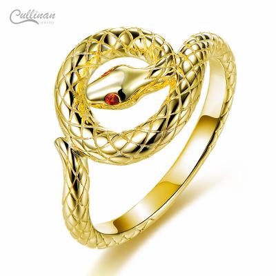 China Hiphop Fashion Jewelry Ring 14K Gold Plated Snake Ring Cubic Zirconia Colorful Jewelry Ring For Women for sale