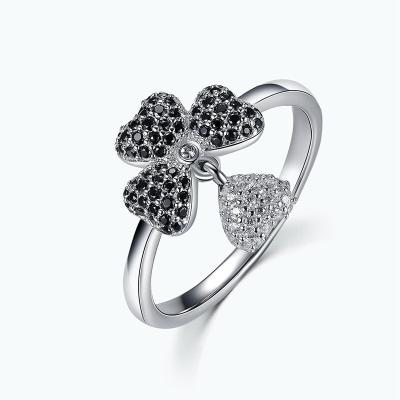 China Cubic Zirconia 925 Sterling Silver Lucky Ring High Quality CLASSIC Clover Shape Hot Sale Four Leaf Engagement Jewelry for sale