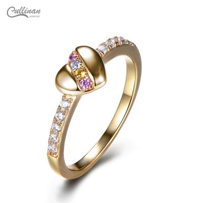 China FASHIONABLE Heart Rings Colorful Gemstone Jewelry Customized Ring Women Elegant Jewelry 925 Sterling Silver 14K Gold Plated Ring Wholesale for sale