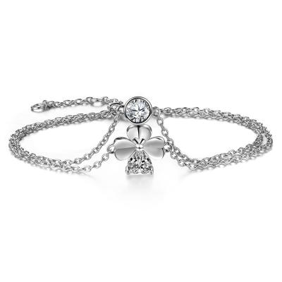 China FASHIONABLE Hot Selling Jewelry Bracelet 925 Sterling Silver Cubic Zircon Four Leaf Cover Bracelet Lady Jewelry for sale