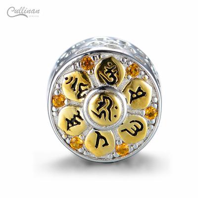 China Wholesale 925 CLASSIC Silver Tibetan Buddhist Symbol Religious Evil Charm Bracelets Beads For Women Diy Jewelry Women Accessories for sale