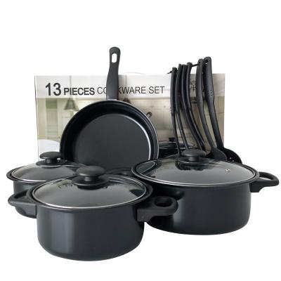 China Viable wholesale 13 piece kitchen iron non stick kitchen pots and pans cookware sets for home for sale