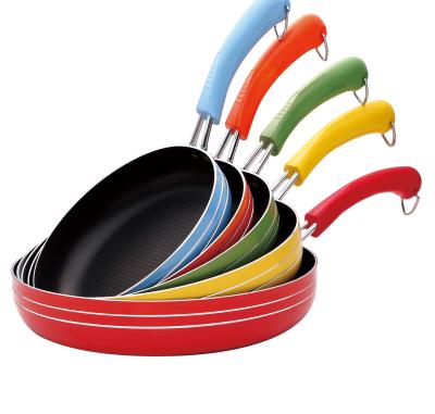 China Sustainable Aluminum No Oily Smoke Non-Stick Kitchen Pots And Pans Cookware Colorful Non-stick Cookware for sale