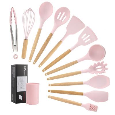 China Sustainable Induction Home Food Cookware Tools 11 Pink Pasta Silicone Cookware Sets for sale