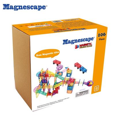 China Building Toy Magnescape 106pcs Montessori Educational Toys Marble Run Block Kids Marble Run Magnetic Tiles for sale