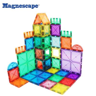 China Toy Magnescape 100pcs Clear Magnetic Building Tiles 3d Color Building Blocks Plastic Building Blocks Toys For Kids for sale