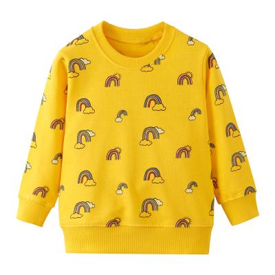 China Anti-Shrink Children's Pullover Hoodie Rainbow Print Boys Casual Top Autumn Kids Sweatshirt Baby Clothes for sale