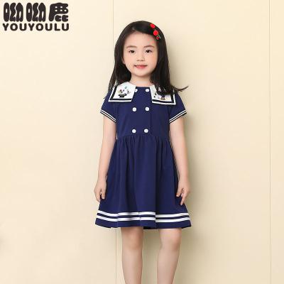 China Breathable Summer Infant Toddler Girls Dresses Preppy Style Kids Pleated Casual Clothing School Uniform Dress Outfit for sale