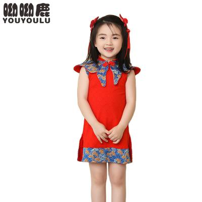 China Medium and Small Summer Ethnic Style Baby Princess China Cheongsam Girls Chinese Style Breathable Suit Cotton Dress Dress for sale