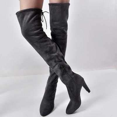 China Winter Ladies Round Over The Knee Tall Boots For Women Suede Long Length Pencil High Heel Knee High Ankle Boots for sale