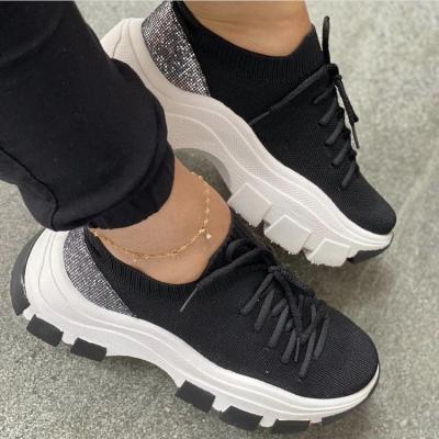 China Hot Selling PU New Custom Label Patterns Mesh Weaving Casual Student Running Shoes Sports Women Flight Socks Sneaker Shoes for sale