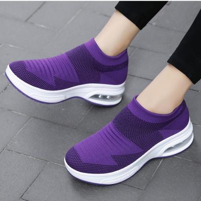 China Lady Slip On Loafers Sole Sports EVA Wholesale Platform Sneakers Woman Fly Weave New Arrivals 2021 Walking Shoes Woman Sneakers for sale