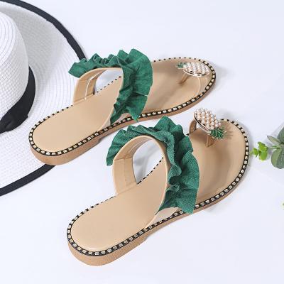 China 2021 Fashion Trend Summer Latest Women's Very Attractive Flat Slippers Girls Shoes for sale