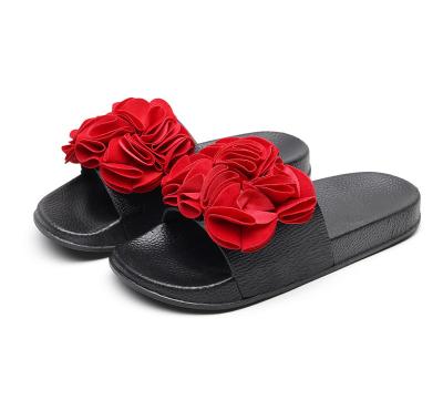 China Summer Waterproof Modern Fancy Floral Foot Soft Bottom Flat Slipper For Girls Women for sale