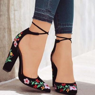 China Size Increasing 2021 China Factory Wholesale Shoes Floral High Heel Sandals For Women for sale