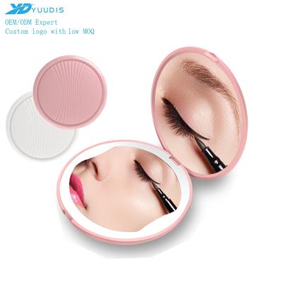 China Factory Direct Magnifying Pocket Mini Compact Make Up Mirror With Led Light for sale