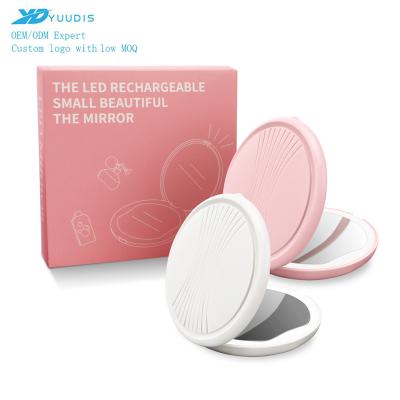 China New Design Pocket Travel Mirror Beauty Salon Magnifying Cosmetic Mirrors With Led Light for sale