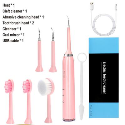 China Factory Price Wholesale Multifunctional SiliconeStainless Steel Dental Scaler ABS Portable Ultrasonic Tooth Cleaner With Multi Heads Whitening Teeth Kit for sale