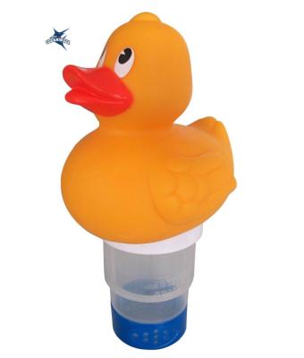 China Cleanwell Duck Design Large Capacity Pool Dispenser Plastic Cute Yellow Floating Chlorinator for sale