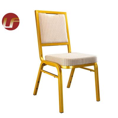 China Wholesale Cheap Stackable Aluminum Fabric Stackable High Capacity Hotel Party Upholstered Throne Banquet Chair For Banquet Hall Wedding Events Te koop