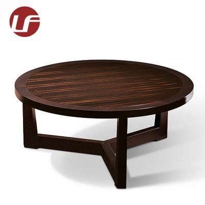 China Custom Made Durable Green Maple Small Round Oak Solid Dark Brown Coffee Table for sale