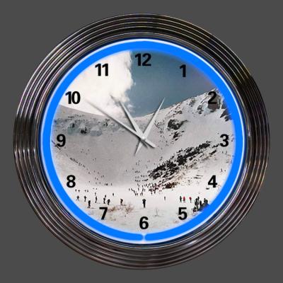 China Antique Simple Style 15inch Neon Tube Lighting Wall Clock for sale