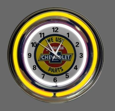 China Customizable Antique Style Car Brand Art Logo 17inch Neon Lighting Clock for sale