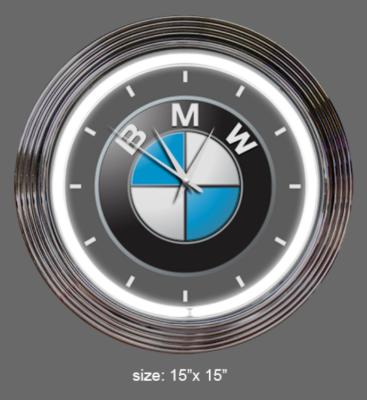 China Antique Style Car Brand Logo 15inch Neon Lighting Clock for sale