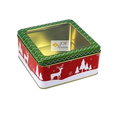 China Storage JH Tin Boxes Square Gift Tin Box Display Custom Printing Tin Box With Windows for sale