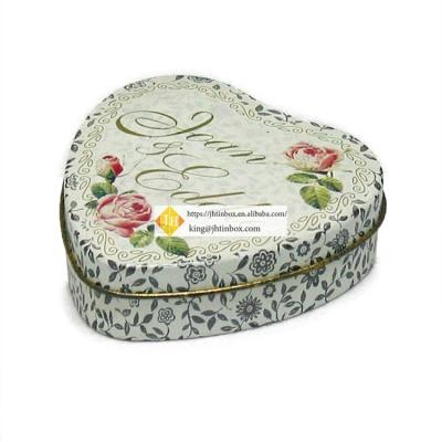 China Lovely Food JH Heart Shape Valentine's Day Chocolate Metal Tin Box for sale